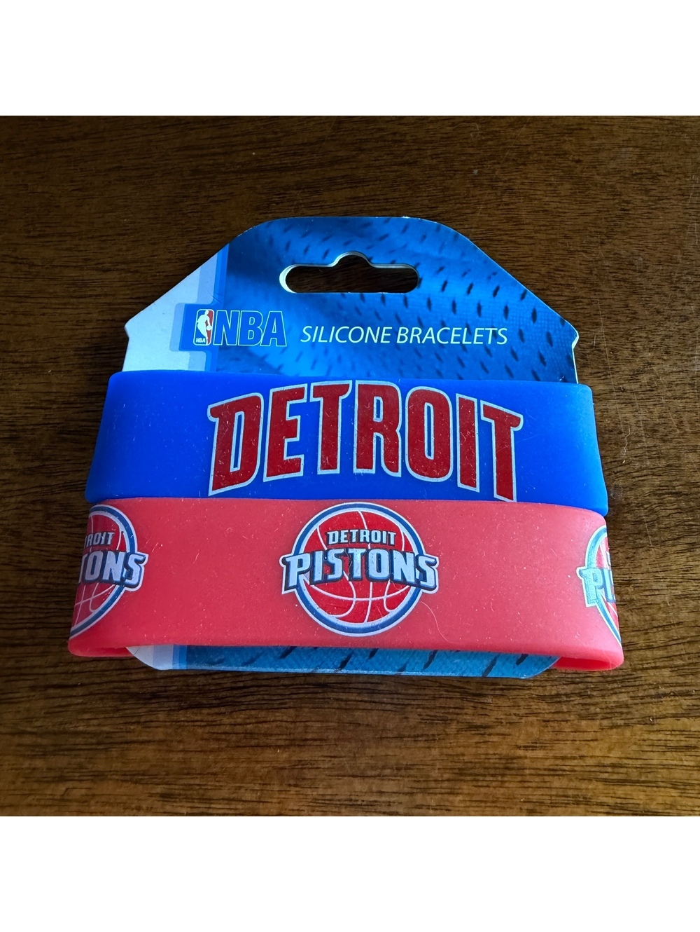 Detroit Pistons NBA Silicone Wristband Bracelets 2-Pack